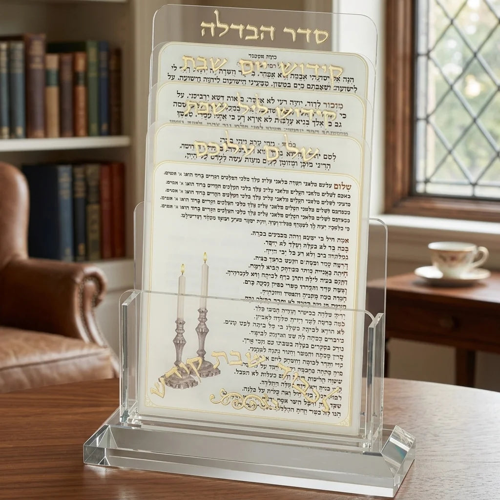 מעמד אקריליק לברכונים נוסח אשכנזי עם 4 ברכות לשבת