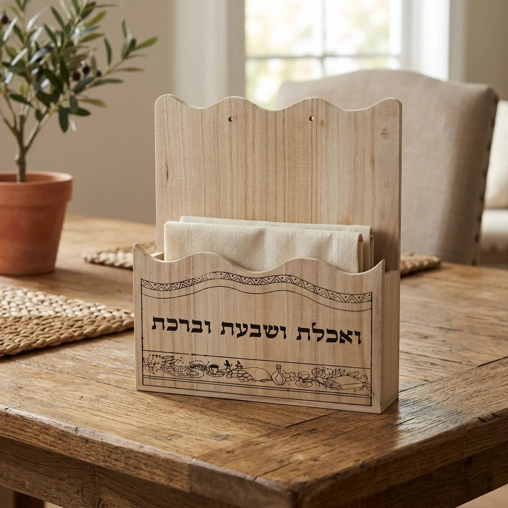 מעמד לבירכונים מעץ ״ואכלת ושבעת״