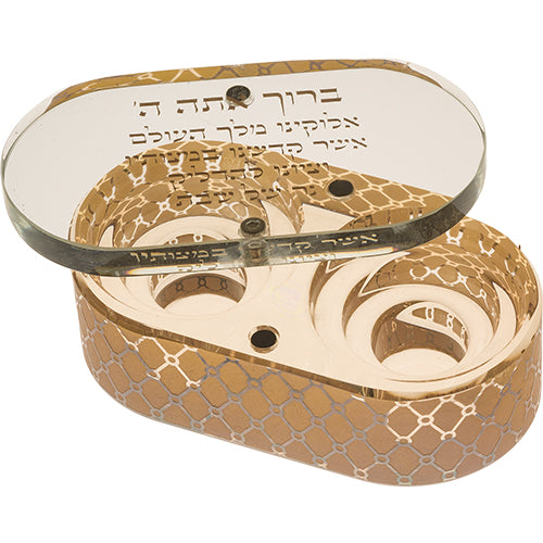 פמוטי נסיעה מקריסטל ״מעויינים״ זהב