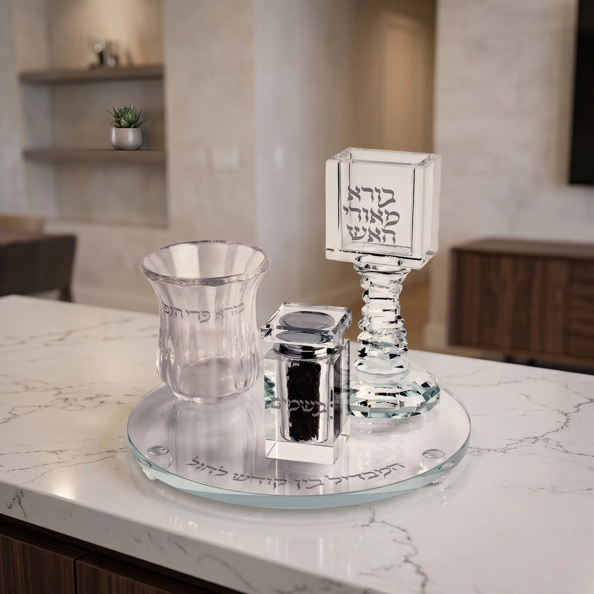 סט הבדלה מהודר מקריסטל - 20 ס״מ
