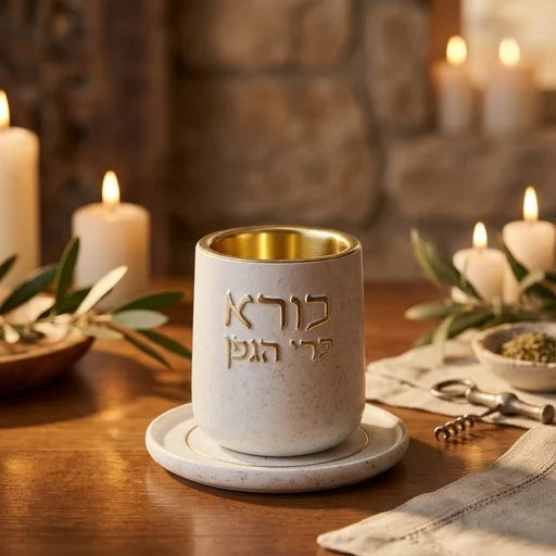 גביע קידוש מהודר פולימר בטון עם תחתית