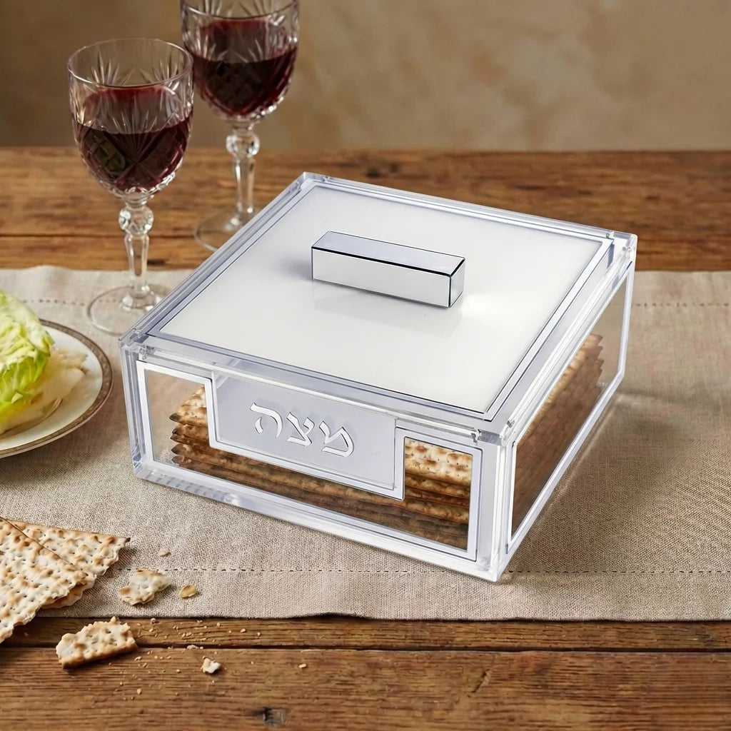 כלי למצה מהודר מאקריליק כיתוב כסף