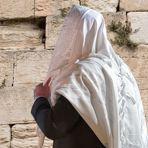 טלית ״מופת״ חתנים - פסים כס - כסף