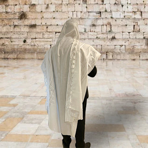 טלית ״מופת״ חתנים - פסים כס - כסף
